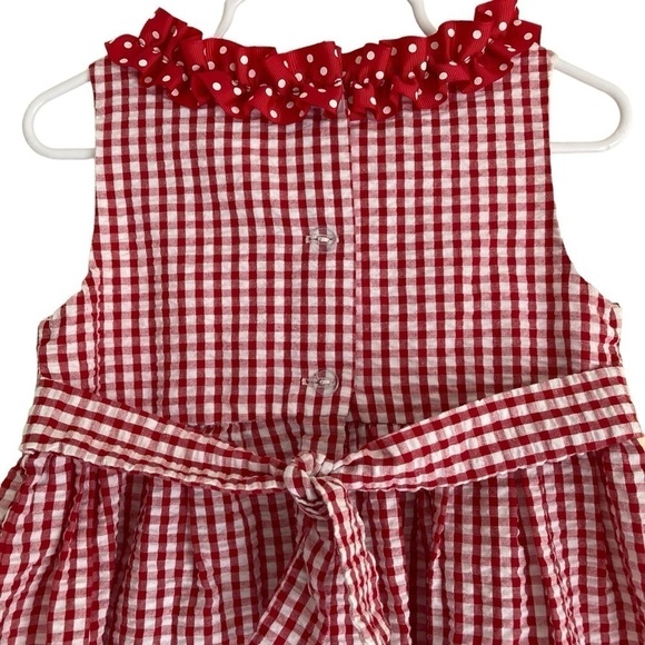Emily Rose Girls Red White Gingham Seersucker Summer Dress Watermelon Size 3T - Picture 4 of 14